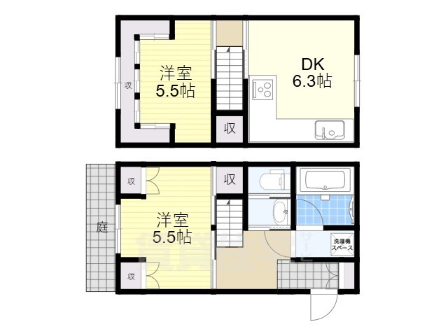 京都市山科区日ノ岡朝田町のマンションの間取り