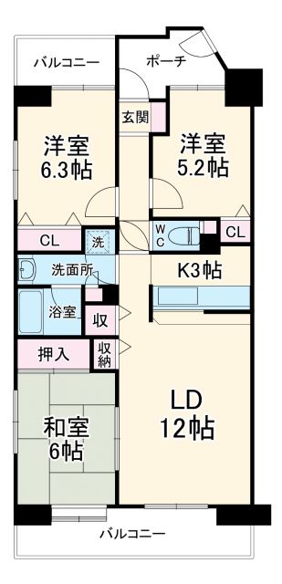 秦野市鶴巻のマンションの間取り