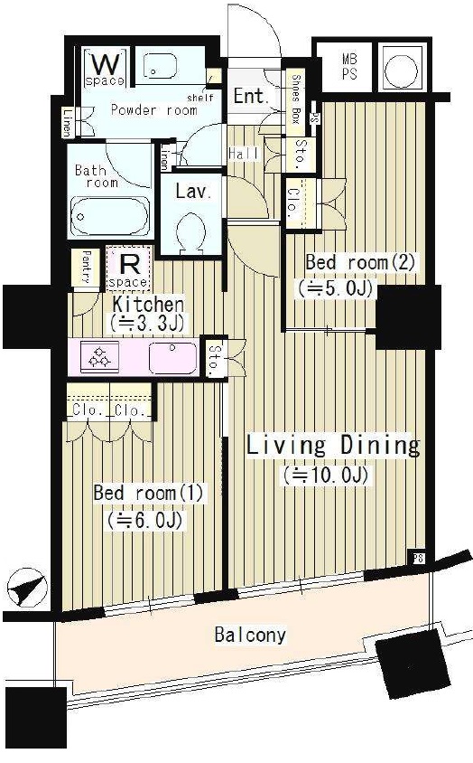 新宿区西新宿のマンションの間取り