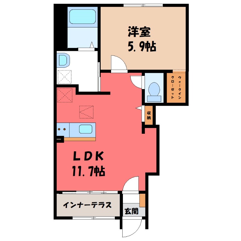 【栃木市平柳町のアパートの間取り】