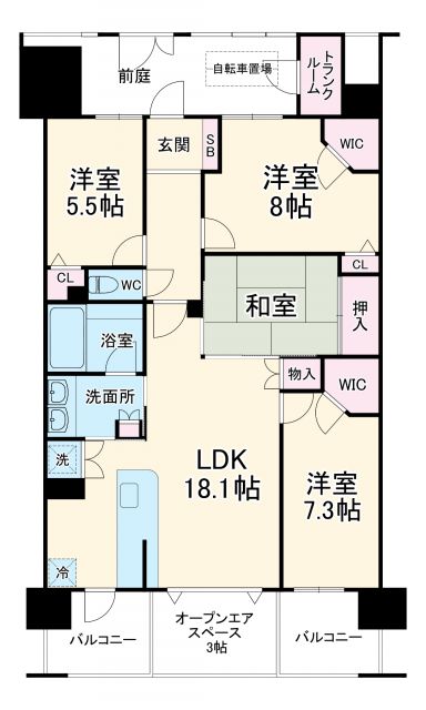 【レイディアントシティ横濱カルティエ１１の間取り】