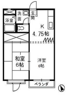 倉敷市茶屋町早沖のアパートの間取り