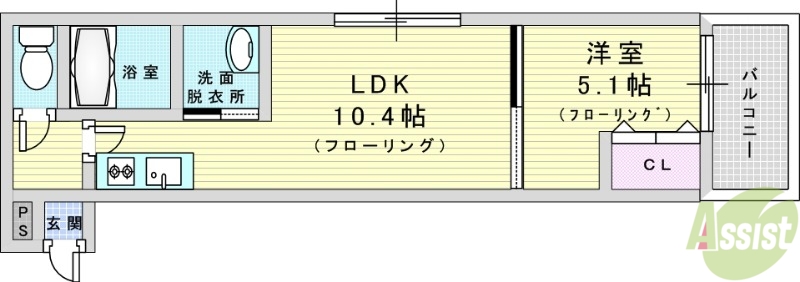 大阪市東淀川区豊里のアパートの間取り