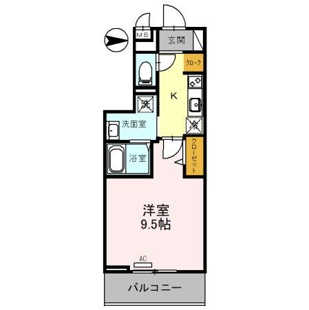 京都市右京区太秦安井小山町のマンションの間取り