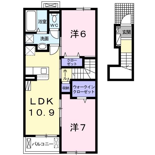 中津川市千旦林のアパートの間取り