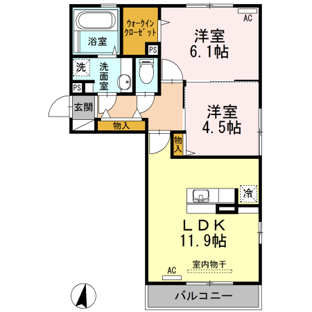 熊本市中央区出水のアパートの間取り