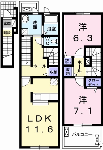 揖保郡太子町鵤のアパートの間取り