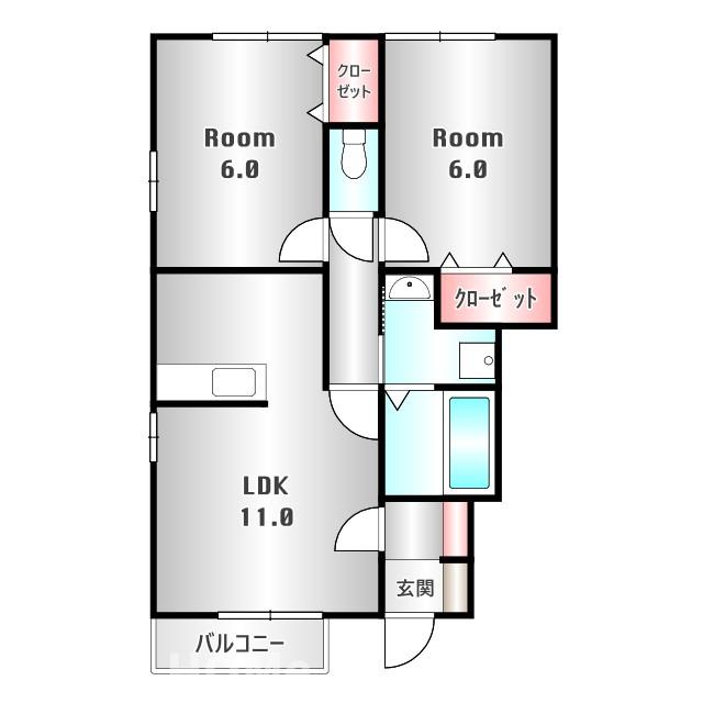 藤岡市上戸塚のアパートの間取り