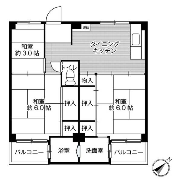 【ビレッジハウス瀬田5号棟の間取り】