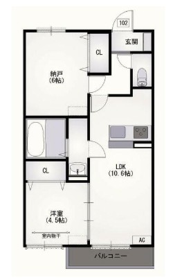 姫路市飾磨区英賀のアパートの間取り
