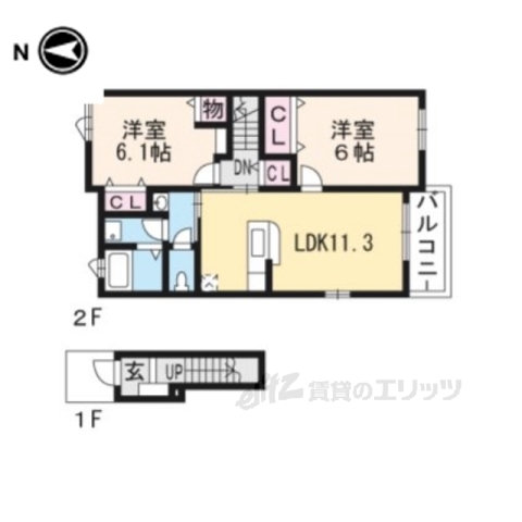 綴喜郡井手町大字井手のアパートの間取り