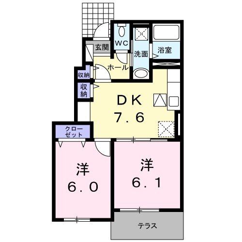 八代市松崎町のアパートの間取り