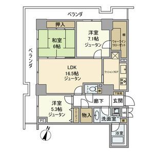 さいたま市中央区上落合のマンションの間取り