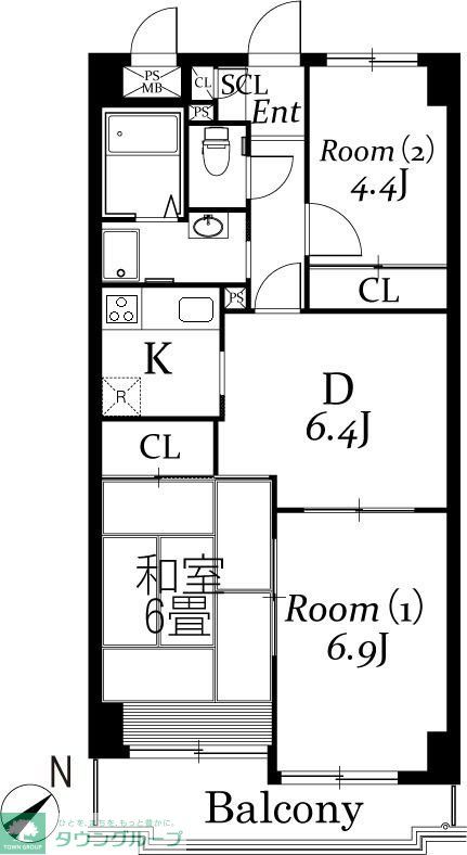 川口市東領家のマンションの間取り