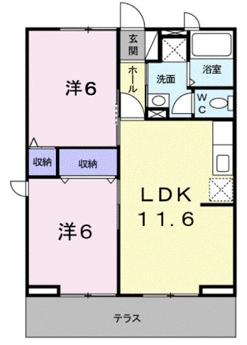 井原市下出部町のアパートの間取り