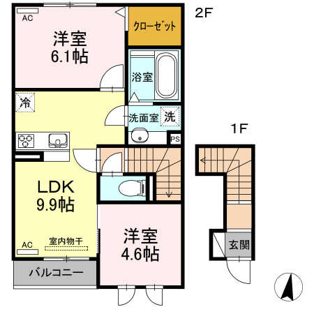 豊橋市草間町のアパートの間取り