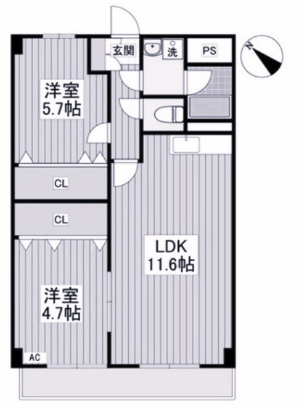 熊谷市新堀のマンションの間取り