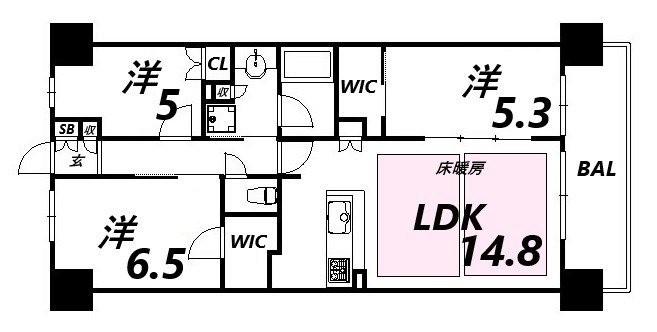 姫路市忍町のマンションの間取り