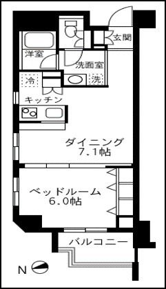 京王線 桜上水駅 徒歩5分 8階建 築20年の間取り写真