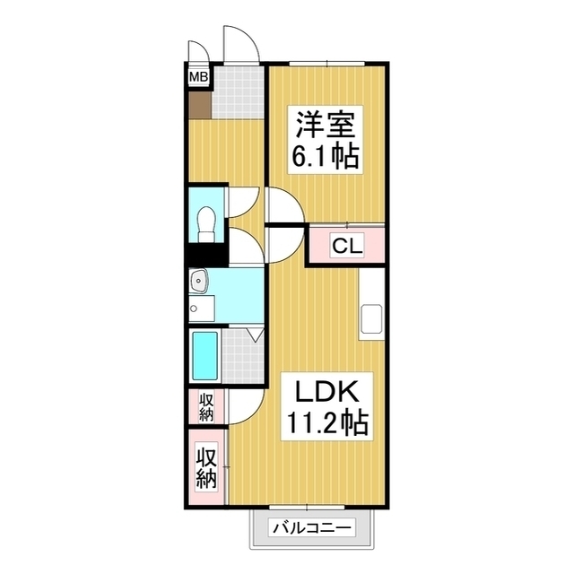 駒ヶ根市赤穂のアパートの間取り