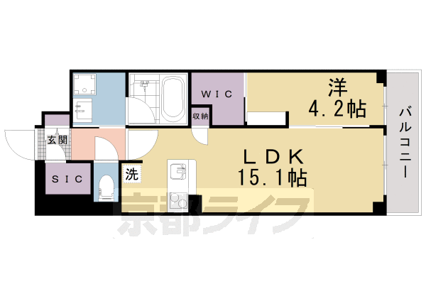 京都市上京区梅屋町のマンションの間取り