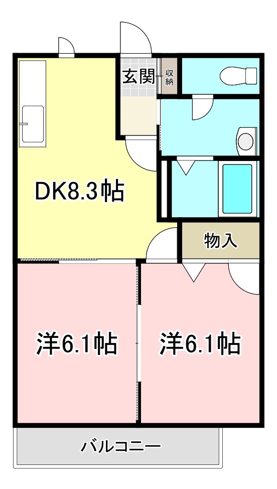 守山市岡町のアパートの間取り