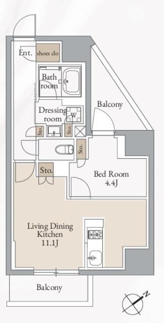 新宿区西早稲田のマンションの間取り