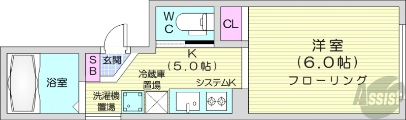 札幌市中央区北三条東のマンションの間取り