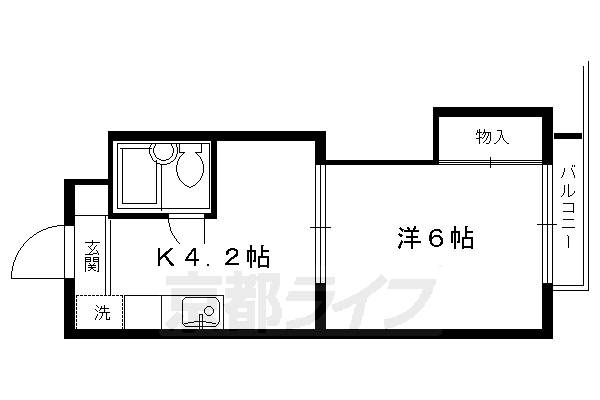 京都市右京区谷口園町のマンションの間取り