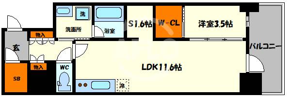 大阪市中央区北久宝寺町のマンションの間取り