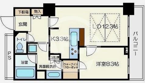 大阪市浪速区湊町のマンションの間取り