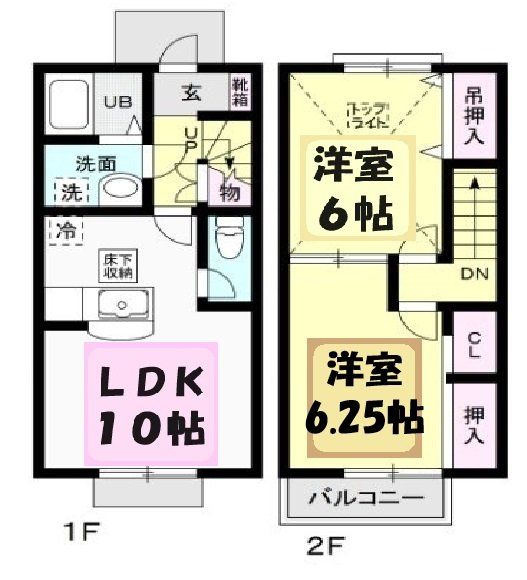 下都賀郡壬生町中央町のアパートの間取り