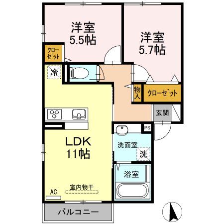 南さつま市加世田東本町のアパートの間取り