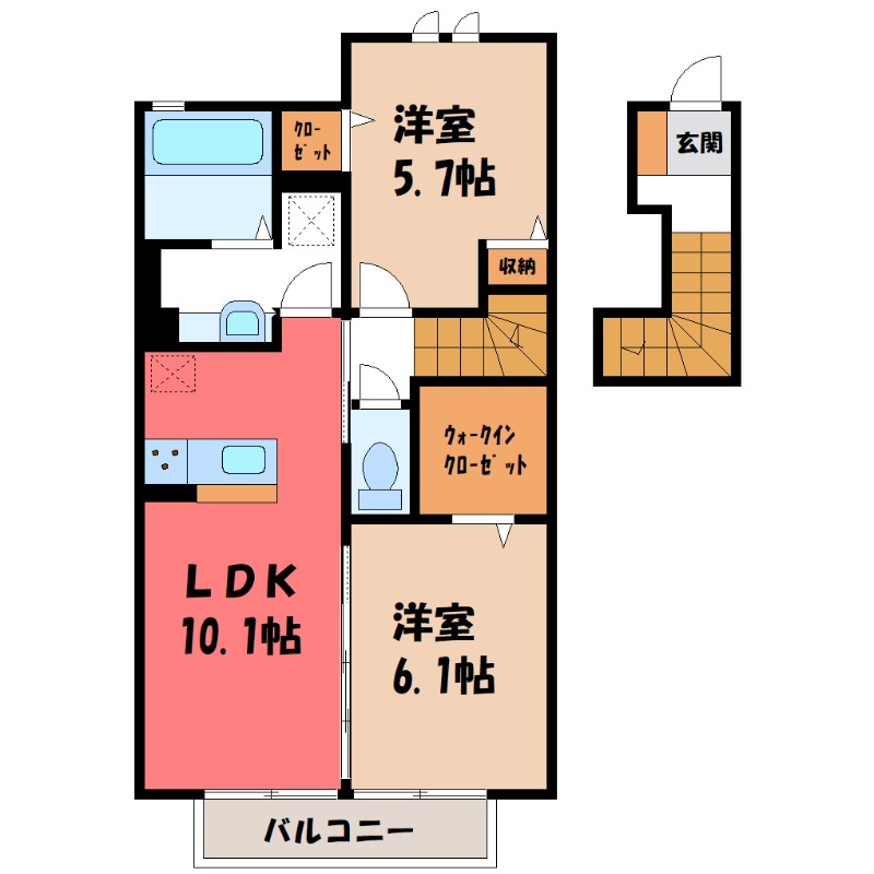 熊谷市石原のアパートの間取り