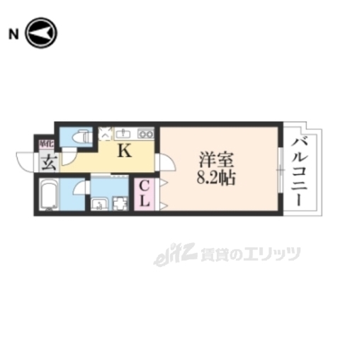 京都市伏見区深草大亀谷八島町のマンションの間取り