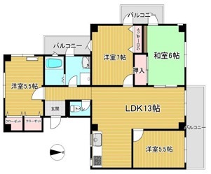 【豊中市箕輪のマンションの間取り】