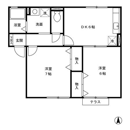 指宿市湯の浜のアパートの間取り