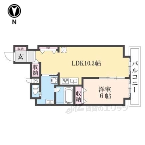 京都市上京区花車町のマンションの間取り