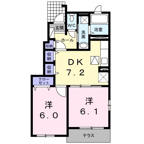 八代市松崎町のアパートの間取り