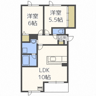 札幌市北区篠路一条のアパートの間取り