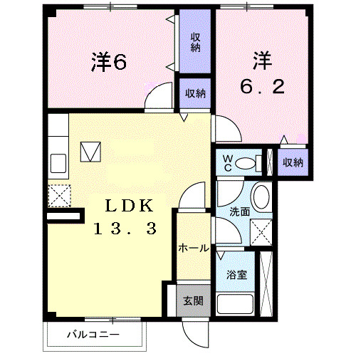 豊川市久保町のアパートの間取り