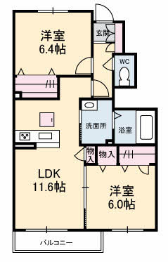 【防府市警固町のアパートの間取り】