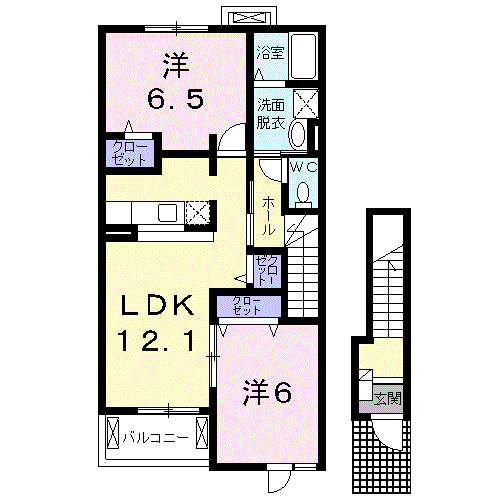 呉市押込のアパートの間取り