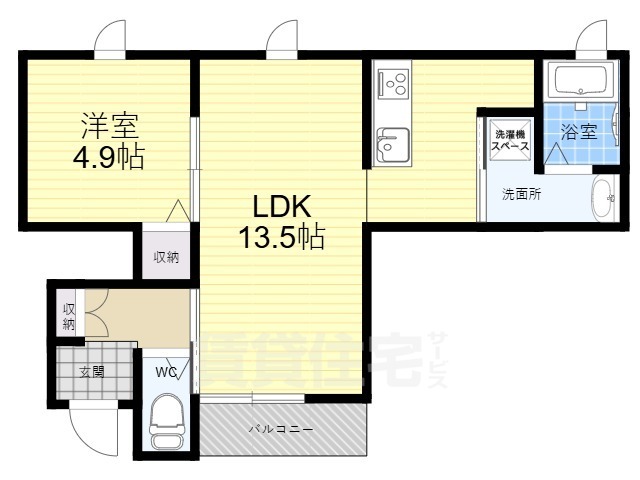 京都市伏見区深草柴田屋敷町のアパートの間取り