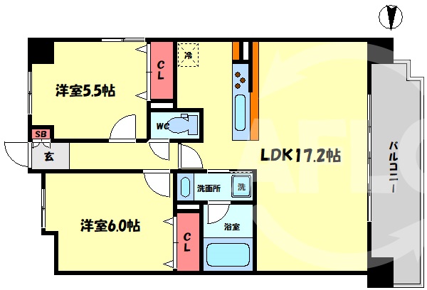バロンドール京橋の間取り写真