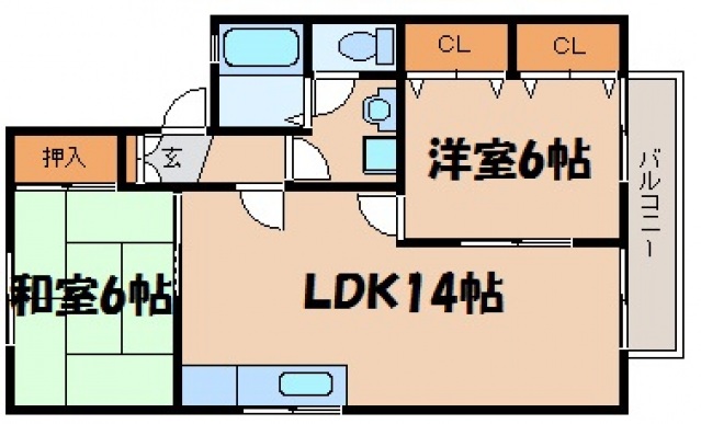 安芸郡熊野町萩原のアパートの間取り