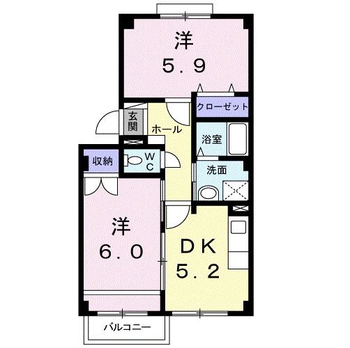 福岡県中間市中央１（アパート）の賃貸物件の間取り