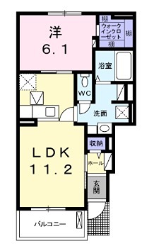 姫路市香寺町広瀬のアパートの間取り