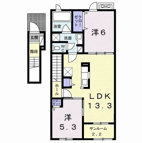 ボヌール　カワト　Ａの間取り