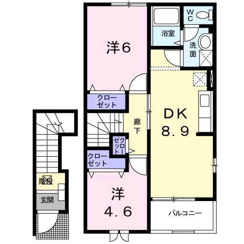 【鳥取市国府町宮下のアパートの間取り】